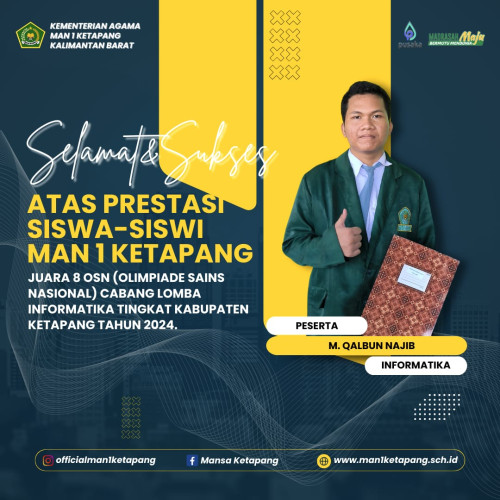 Siswa MAN 1 Ketapang Raih Juara 8 OSN Informatika Tingkat Kabupaten